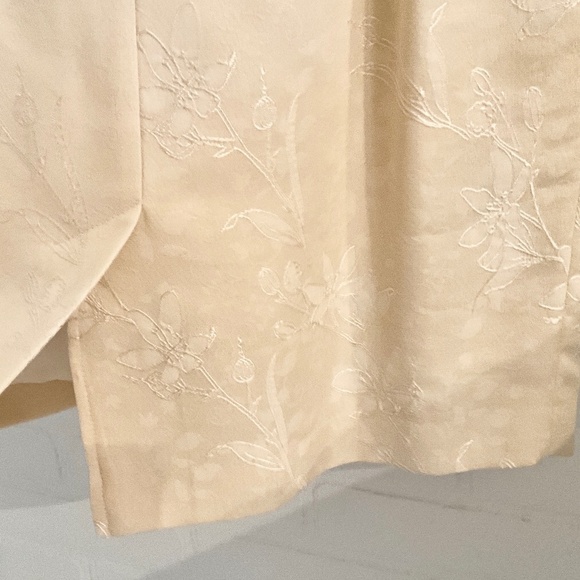 Vintage Y2K Midi dress Gown Babydoll Bow Cream Vanilla Floral Jacquard 8 - Picture 13 of 16